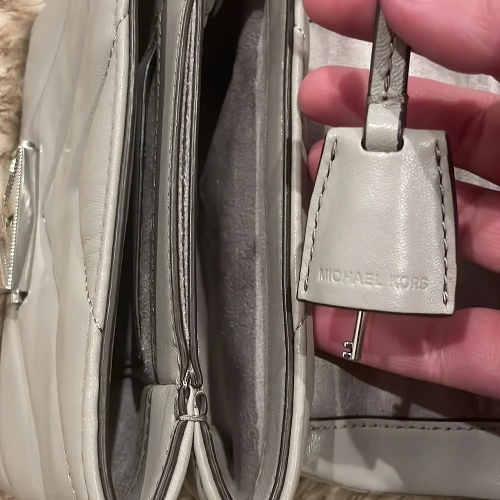 NEW NWT | Michael Kors CECE XS CHAIN CROSSBODY Gray Leather Shoulder Bag Purse - Picture 7 of 9